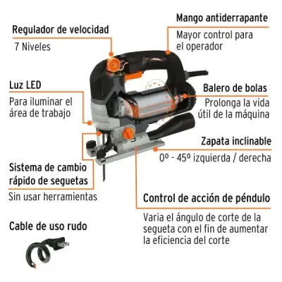 Sierra Caladora 750w 800-3000 Cpm Truper Industrial Zanco T