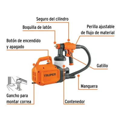 Pistola Para Pintar Eléctrica Hvlp 600w Truper 450 Ml/min