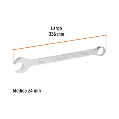Llave Mixta Extralarga 24mm Largo 336mm Truper Cabeza 15°