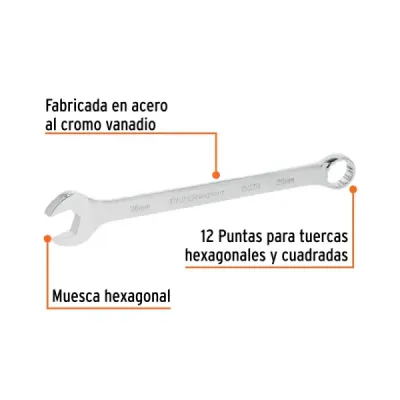 Llave Mixta Extralarga 26mm Largo 370mm Truper Cabeza 15°