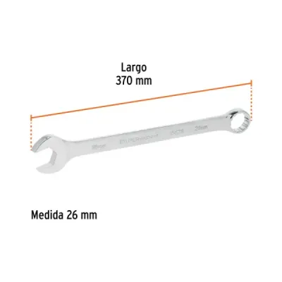 Llave Mixta Extralarga 26mm Largo 370mm Truper Cabeza 15°