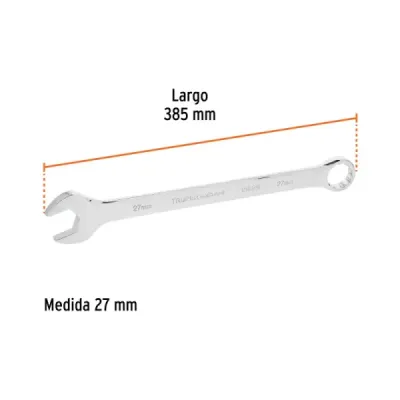 Llave Mixta Extralarga 27mm Largo 385mm Truper Cabeza 15°