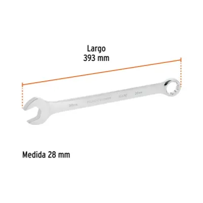 Llave Mixta Extralarga 28mm Largo 393mm Truper Cabeza 15°