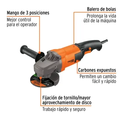 Pulidora Esmeriladora 4.1/2' 1300w Truper Pro Gatillo