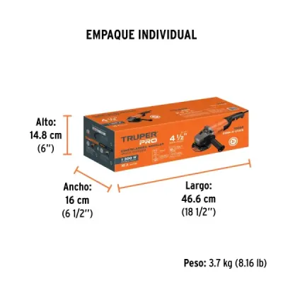 Pulidora Esmeriladora 4.1/2' 1300w Truper Pro Gatillo