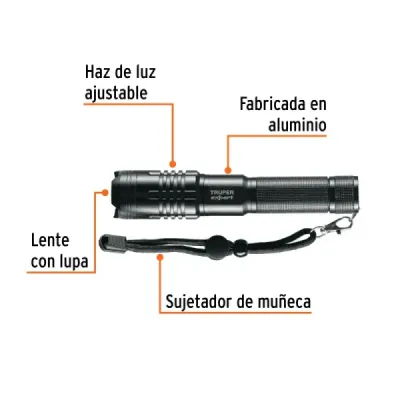 Linterna Led Recargable Aluminio 500 Lm Truper Expert 180 M