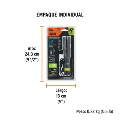 Linterna Led Recargable Aluminio 500 Lm Truper Expert 180 M