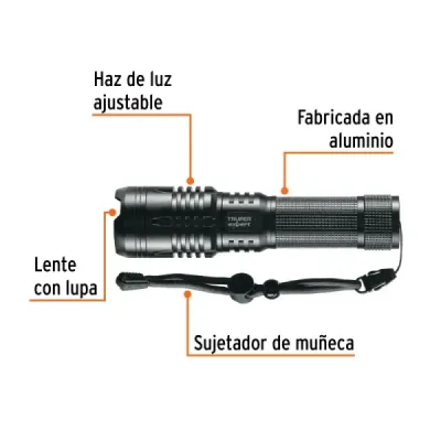 Linterna Led Recargable Aluminio 1300 Lm Truper Expert 280 M