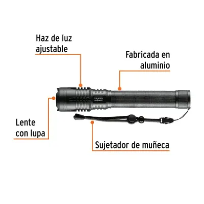 Linterna Led Recargable Aluminio 2000 Lm Truper Expert 300 M