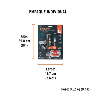 Juego 2 Linternas Bicicleta Recargable Truper Lupa Multiled