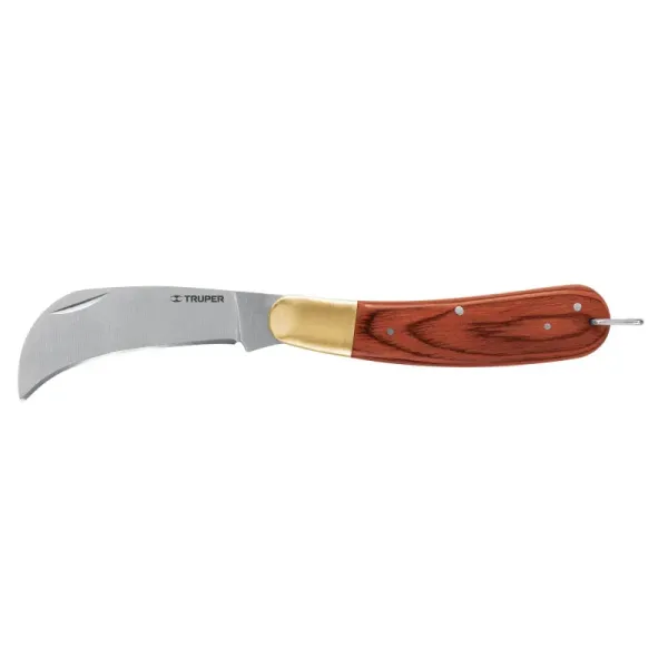 Cuchillo Industrial Electricista 8'x2mm Truper Mango Madera (NEL-8 - 18539)