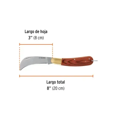 Cuchillo Industrial Electricista 8'x2mm Truper Mango Madera
