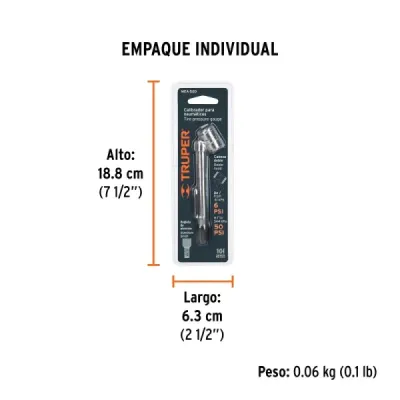 Calibrador De Aire 6-50 Psi 12 Cm Medidor Presión Truper