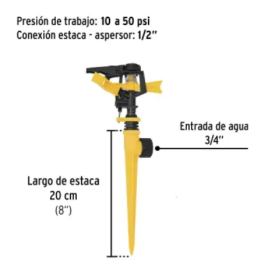 Aspersor Riego Plástico 20 M Pretul Estaca 1 Vía Limitador
