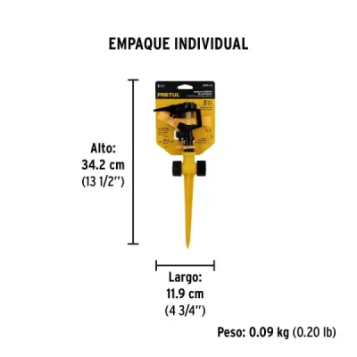 Aspersor Riego Plástico 20 M Pretul Estaca 2 Vías Limitador