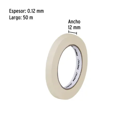 Cinta Enmascarar 50mx12mm Multiusos Pretul Pintar Etiquetar