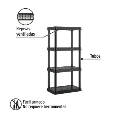Estante Plástico 125x38x61cm 4 Repisas Pretul Carga 175kg