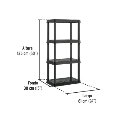 Estante Plástico 125x38x61cm 4 Repisas Pretul Carga 175kg
