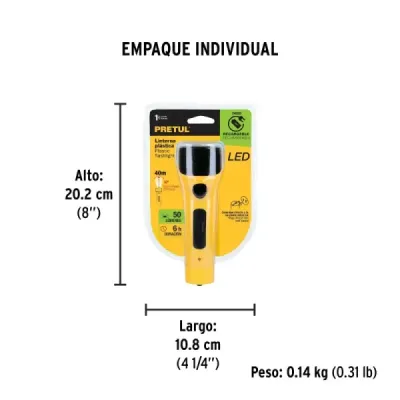 Linterna Led Recargable 50lm Plana Pretul Iluminación Fija