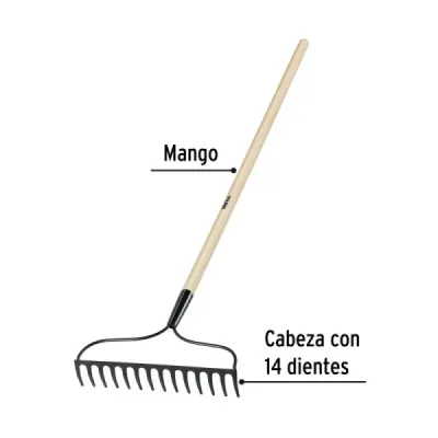 Rastrillo De Arco 14 Dientes 122x34cm Pretul Mango Madera