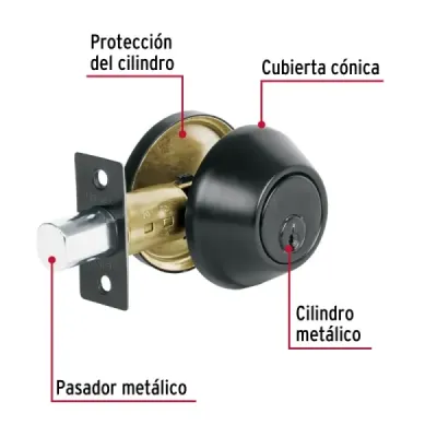 Cerrojo Llave-llave Negro Mate Hermex Basic Tradicional
