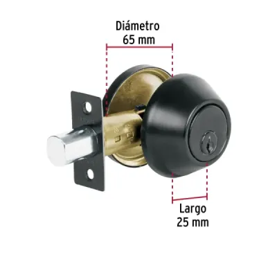 Cerrojo Llave-llave Negro Mate Hermex Basic Tradicional