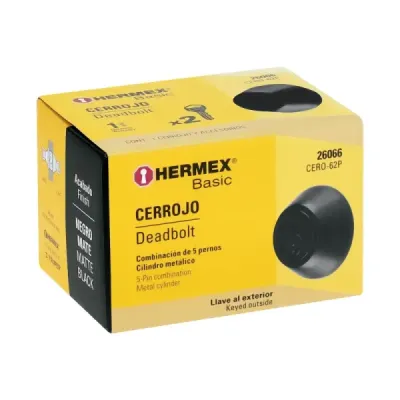 Cerrojo Llave-llave Negro Mate Hermex Basic Tradicional