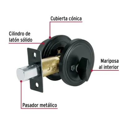 Cerrojo Llave-mariposa Negro Mate Hermex Basic Tradicional
