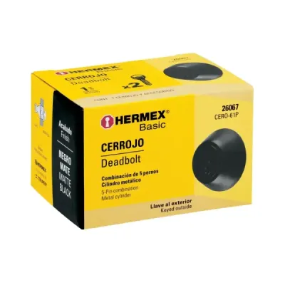 Cerrojo Llave-mariposa Negro Mate Hermex Basic Tradicional