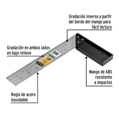 Escuadra Carpintero 8' Acero Inoxidable Pretul En Relieve