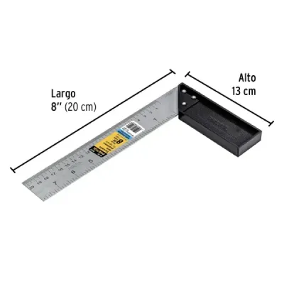 Escuadra Carpintero 8' Acero Inoxidable Pretul En Relieve