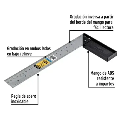Escuadra Carpintero 10' Acero Inoxidable Pretul En Relieve