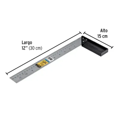 Escuadra Carpintero 12' Acero Inoxidable Pretul En Relieve