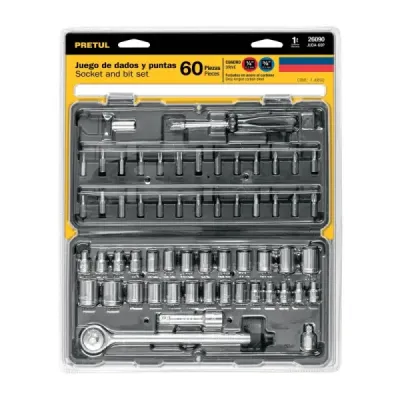 Juego 60 Copas Dados Y Ratchet 1/4' 3/8' Mecánico Pretul
