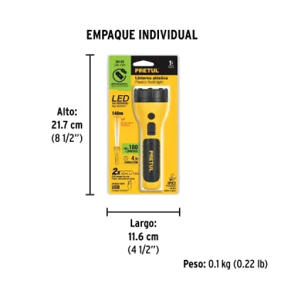 Linterna Led Recargable 180lm Plana Pretul Iluminación Fija
