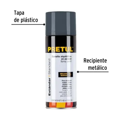 Pintura Aerosol Gris Primario 400ml Pretul Secado Rápido