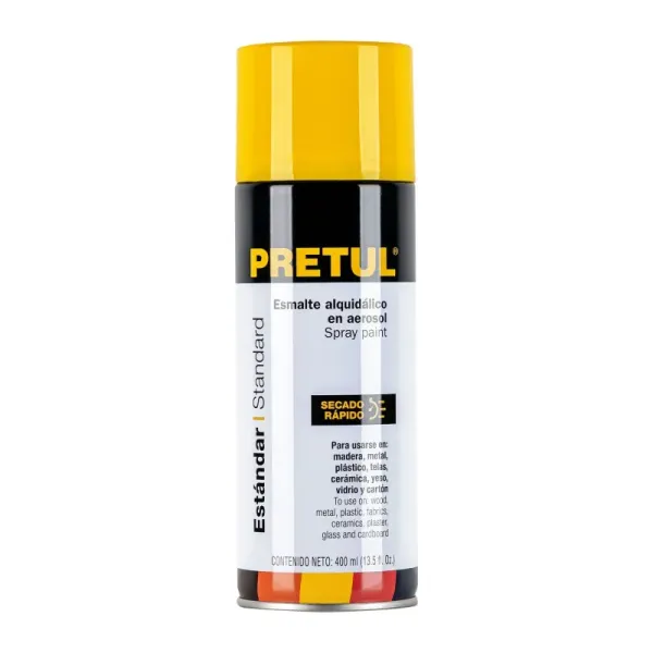 Pintura Aerosol Amarillo Canario 400ml Pretul Secado Rápido (PA-AC-P - 27003)