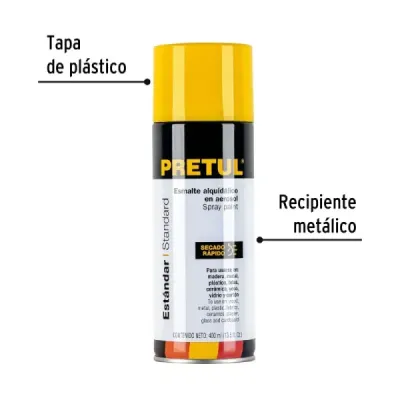Pintura Aerosol Amarillo Canario 400ml Pretul Secado Rápido