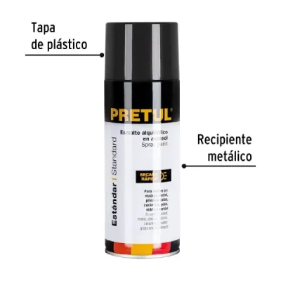 Pintura Aerosol Gris Oscuro 400ml Pretul Secado Rápido