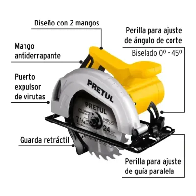 Sierra Circular 7.1/4' 1200w Pretul Corte 65mm 5000rpm