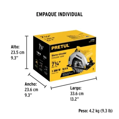 Sierra Circular 7.1/4' 1200w Pretul Corte 65mm 5000rpm