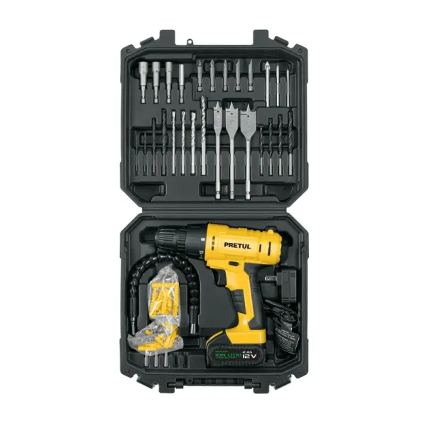 Juego Taladro Inalámbrico 3/8' 12v Pretul Set Herramientas (TALI-12PK2 - 27120)
