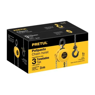 Diferencial Polipasto 3t Doble Cadena 3.2m Pretul Gancho 360