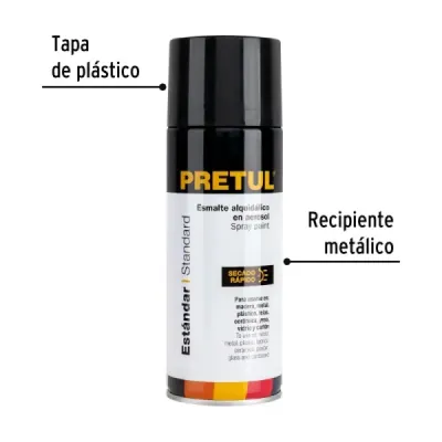 Pintura Aerosol Negro Brillante 400ml Pretul Secado Rápido