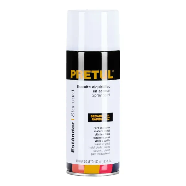 Pintura Aerosol Blanco Brillante 400ml Pretul Secado Rápido (PA-BB-P - 27171)
