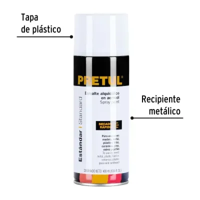 Pintura Aerosol Blanco Brillante 400ml Pretul Secado Rápido
