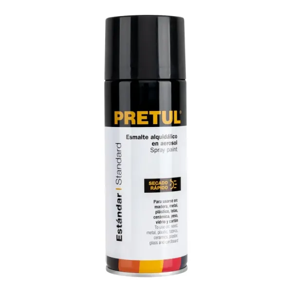 Pintura Aerosol Negro Mate 400ml Pretul Secado Rápido (PA-NM-P - 27172)