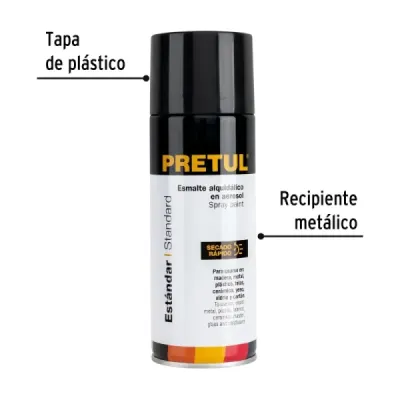 Pintura Aerosol Negro Mate 400ml Pretul Secado Rápido