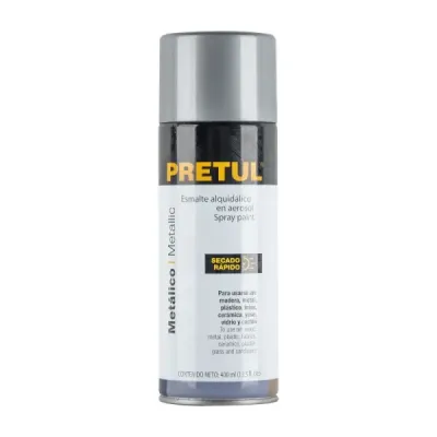 Pintura Aerosol Plata Metalizado 400ml Pretul Secado Rápido