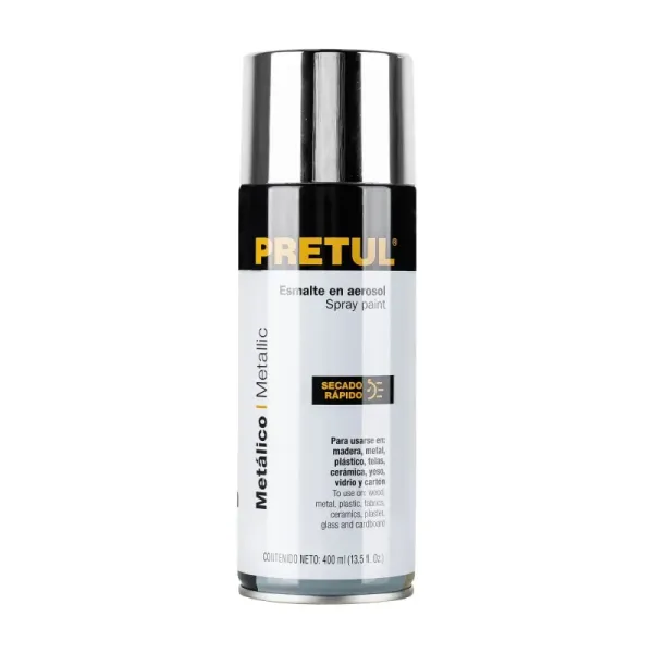 Pintura Aerosol Cromo Metalizado 400ml Pretul Secado Rápido (PAM-CR-P - 27177)